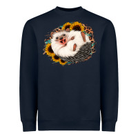 Navy happy hedgehog sunflower leopard Heavyweight Sweatshirt - Jasminsmagicworld