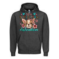 Charcoal Heather life is better with a chihuahua Zipper Hoodie - Jasminsmagicworld