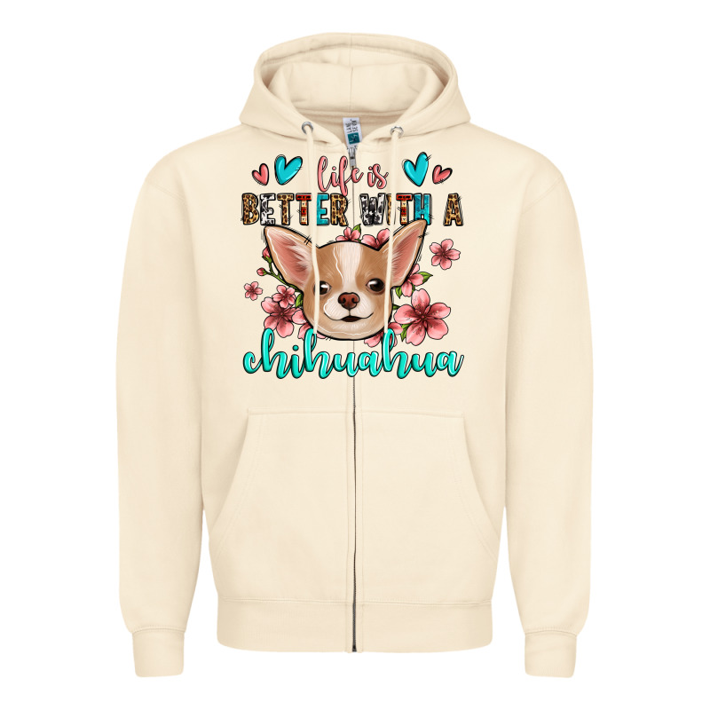 Life Is Better With A Chihuahua Zipper Hoodie by Jasminsmagicworld | Teevron