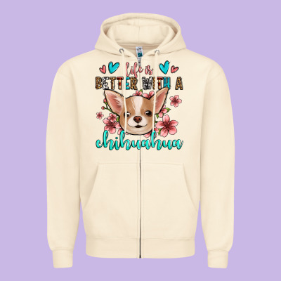 Life Is Better With A Chihuahua Zipper Hoodie Designed By Jasminsmagicworld