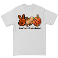 Dove Grey Peace Love Basketball Premium Tee - FaDigitalArtStudio