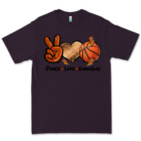 Plum Peace Love Basketball Premium Tee - FaDigitalArtStudio