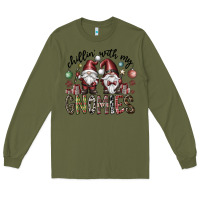 Army Green Chillin With My Gnomies Long Sleeve Tee - CowhideDigitalArt