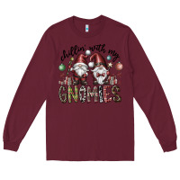 Burgundy Chillin With My Gnomies Long Sleeve Tee - CowhideDigitalArt