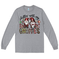 Heather Grey Chillin With My Gnomies Long Sleeve Tee - CowhideDigitalArt
