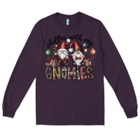 Plum Chillin With My Gnomies Long Sleeve Tee - CowhideDigitalArt