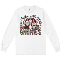 White Chillin With My Gnomies Long Sleeve Tee - CowhideDigitalArt