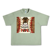 Oil Green Baseball Mom Messy Bun Urban Heavy Tee - CowhideDigitalArt