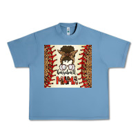 Pebble Blue Baseball Mom Messy Bun Urban Heavy Tee - CowhideDigitalArt