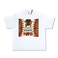 White Baseball Mom Messy Bun Urban Heavy Tee - CowhideDigitalArt