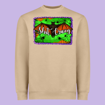 Bat Shit Crazy With Background Heavyweight Sweatshirt Designed By Jasminsmagicworld