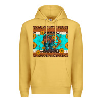 Antique Gold cowboy boots and sunflowers turquoise leopard background Premium Hoodie - Artiststas