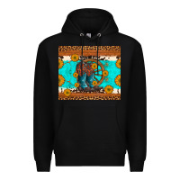 Black cowboy boots and sunflowers turquoise leopard background Premium Hoodie - Artiststas