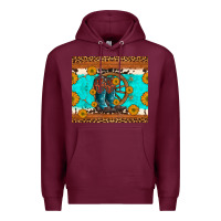 Burgundy cowboy boots and sunflowers turquoise leopard background Premium Hoodie - Artiststas