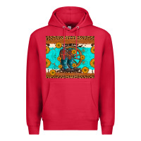 Cardinal cowboy boots and sunflowers turquoise leopard background Premium Hoodie - Artiststas