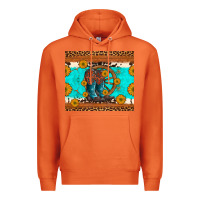 Carrot cowboy boots and sunflowers turquoise leopard background Premium Hoodie - Artiststas