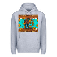 Heather Grey cowboy boots and sunflowers turquoise leopard background Premium Hoodie - Artiststas
