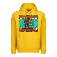 Lemon cowboy boots and sunflowers turquoise leopard background Premium Hoodie - Artiststas