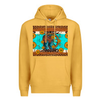 Mustard cowboy boots and sunflowers turquoise leopard background Premium Hoodie - Artiststas