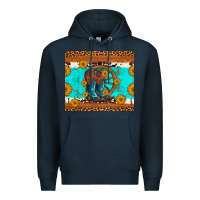 Navy cowboy boots and sunflowers turquoise leopard background Premium Hoodie - Artiststas