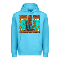 Ocean Blue cowboy boots and sunflowers turquoise leopard background Premium Hoodie - Artiststas