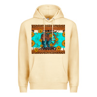 Pina Colada cowboy boots and sunflowers turquoise leopard background Premium Hoodie - Artiststas