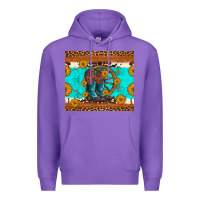 Purple cowboy boots and sunflowers turquoise leopard background Premium Hoodie - Artiststas