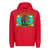 Red cowboy boots and sunflowers turquoise leopard background Premium Hoodie - Artiststas