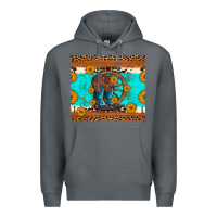 Rock cowboy boots and sunflowers turquoise leopard background Premium Hoodie - Artiststas