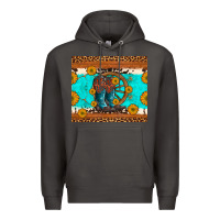 Smoke cowboy boots and sunflowers turquoise leopard background Premium Hoodie - Artiststas