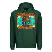 Sports Green cowboy boots and sunflowers turquoise leopard background Premium Hoodie - Artiststas