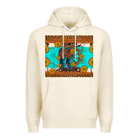 Tofu cowboy boots and sunflowers turquoise leopard background Premium Hoodie - Artiststas