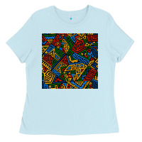 Baby Blue african geometric seamless pattern Ladies Tee - BundleAndBundleShop