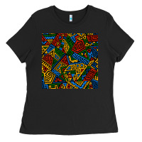 Black african geometric seamless pattern Ladies Tee - BundleAndBundleShop