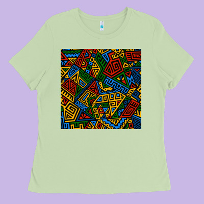 African Geometric Seamless Pattern Ladies Tee Designed By Bundleandbundleshop