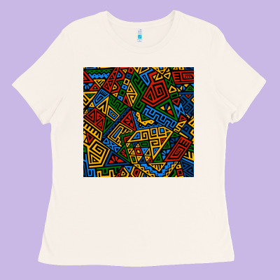 African Geometric Seamless Pattern Ladies Tee Designed By Bundleandbundleshop