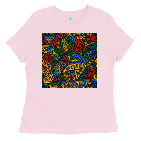 Bubblegum Pink african geometric seamless pattern Ladies Tee - BundleAndBundleShop