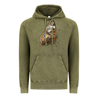 Vintage Olive Flying Common Buckeye Butterfly Vintage Hoodie - LillyAllenDesigns
