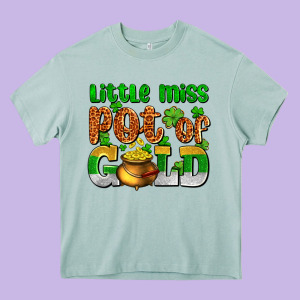 St. Patrick's Little Miss Pot Of Gold Heavy Core Tee Designed By Oliviacreatesart