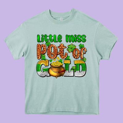 St. Patrick's Little Miss Pot Of Gold Heavy Core Tee Designed By Oliviacreatesart