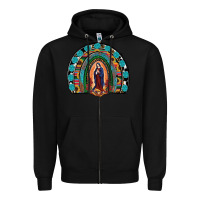 Black Lady Of Guadalupe Rainbow Zipper Hoodie - RanaPortraitStore