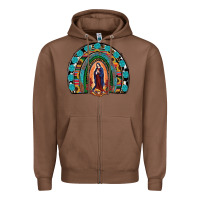 Chestnut Lady Of Guadalupe Rainbow Zipper Hoodie - RanaPortraitStore