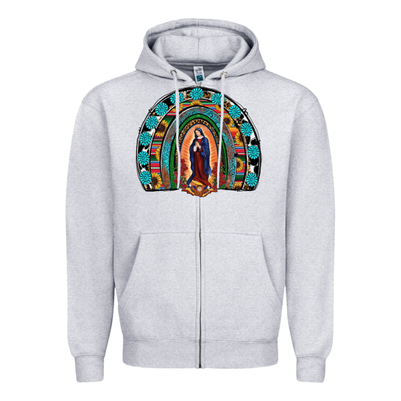 Lady Of Guadalupe Rainbow Zipper Hoodie by RanaPortraitStore | Teevron