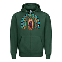 Sports Green Lady Of Guadalupe Rainbow Zipper Hoodie - RanaPortraitStore