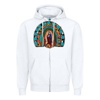 White Lady Of Guadalupe Rainbow Zipper Hoodie - RanaPortraitStore