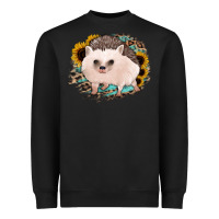 Black hedgehog with sunflowers and leopard Heavyweight Sweatshirt - Jasminsmagicworld