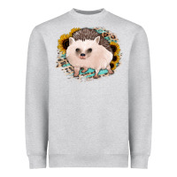 Heather Grey hedgehog with sunflowers and leopard Heavyweight Sweatshirt - Jasminsmagicworld