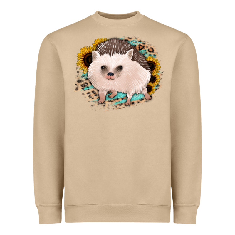 Hedgehog With Sunflowers And Leopard Heavyweight Sweatshirt by Jasminsmagicworld | Teevron