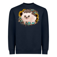 Navy hedgehog with sunflowers and leopard Heavyweight Sweatshirt - Jasminsmagicworld