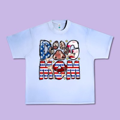 American Dog Mom Urban Heavy Tee Designed By Cowhidedigitalart